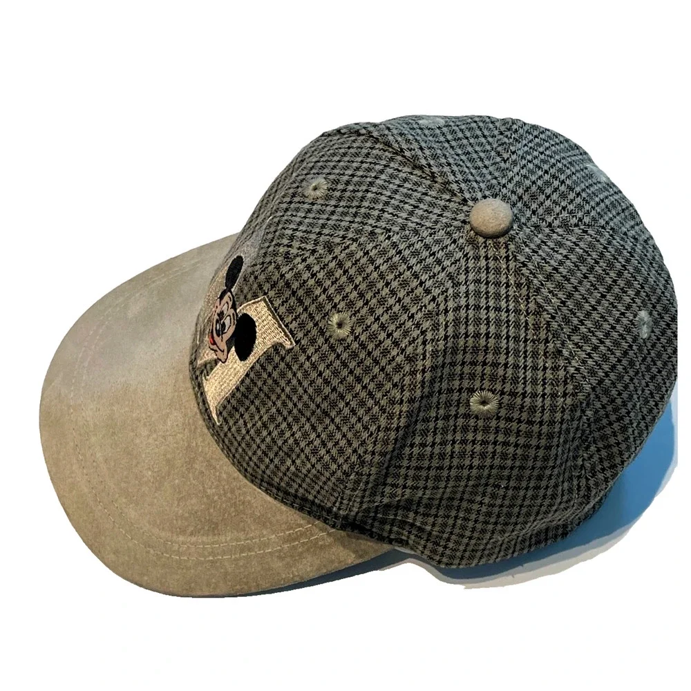 Vintage MICKEY MOUSE Plaid Snapback Hat ~ Disney Goofy's Hat Co Brown Suede Brim